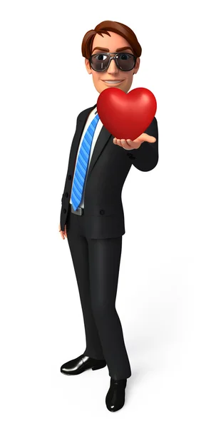Young Business Man with heart — Stock Photo, Image