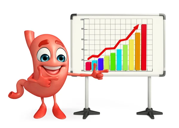 Cartoon Character of stomach with business graph — Stock Photo, Image