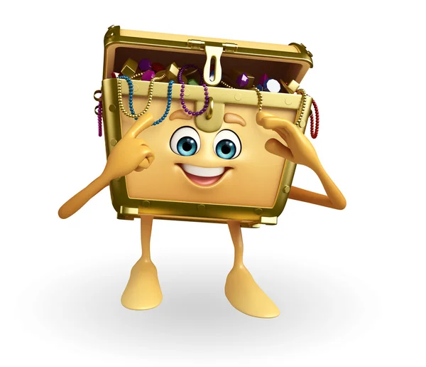 Treasure box character is thinking — Stock Photo, Image