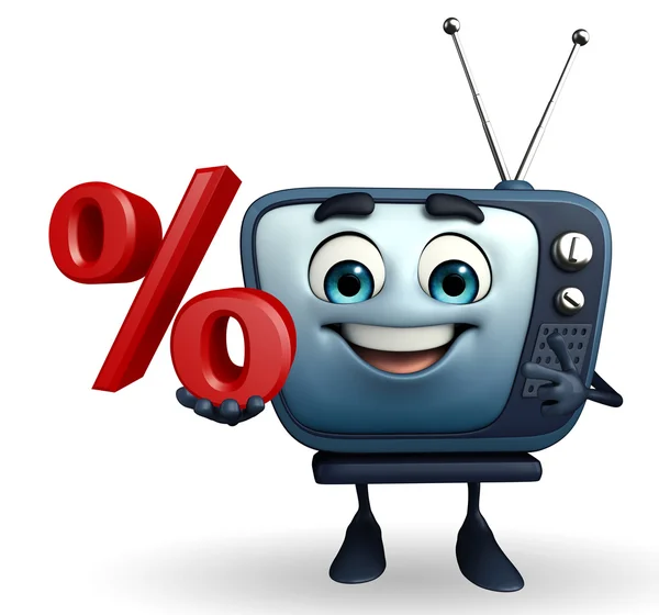 TV character with Percentage — Stock Photo, Image