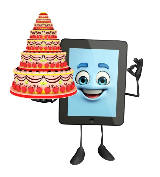 Tab Character with cake — Stock Photo, Image