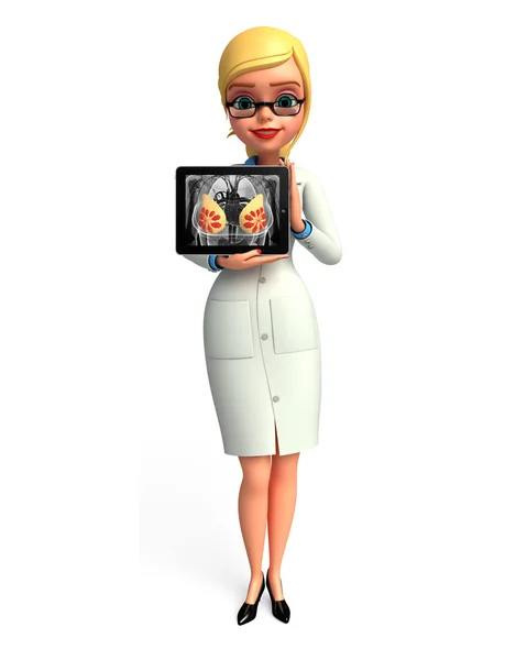 Young Doctor with breast anatomy — Stock Photo, Image