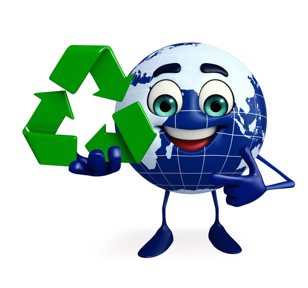 Globus-Figur mit Recycling-Symbol — Stockfoto