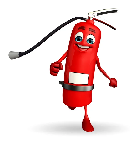 Fire Extinguisher character is running — Stock Photo, Image