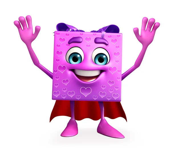 Super gift box Character — Stock Photo, Image