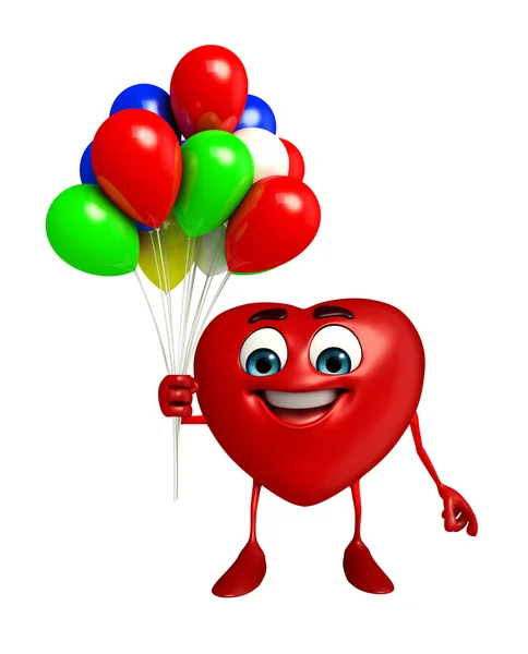 Heart Shape character with balloons — Stock Photo, Image