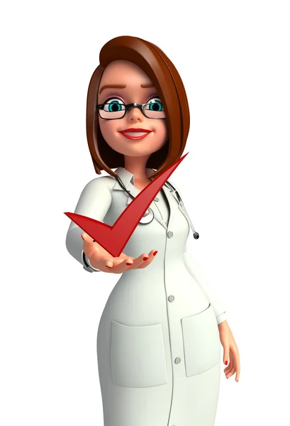 Young Doctor with  right sign — Stock Photo, Image