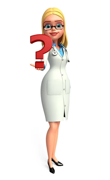 Young Doctor with question mark — Stock Photo, Image