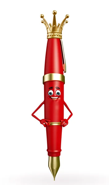 Pen Character with crown — Stock Photo, Image