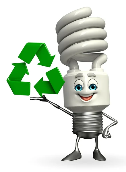 CFL karakter met recycle pictogram — Stockfoto