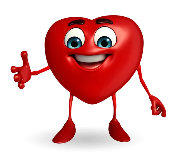 Heart Shape character with shakehand — Stock Photo, Image