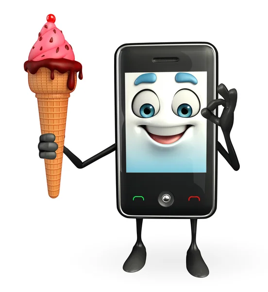 Caractère mobile avec Icecream — Photo