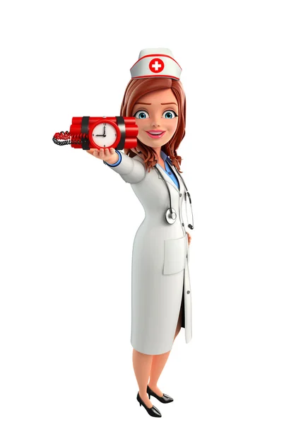 Характер медсестры с бомбой — стоковое фото