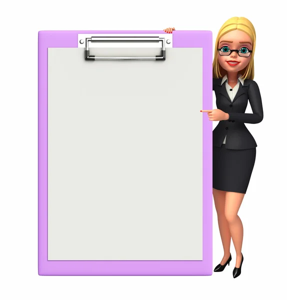 Young Business Woman with notepad — Stock Photo, Image