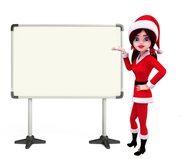 Noel Baba kız karakter ekran kartı ile — Stok fotoğraf