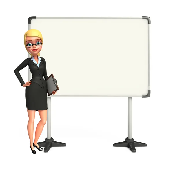 Young Business Woman with display board — Stock Photo, Image