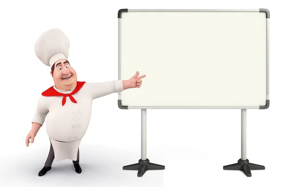 Young chef with display board — Stock Photo, Image
