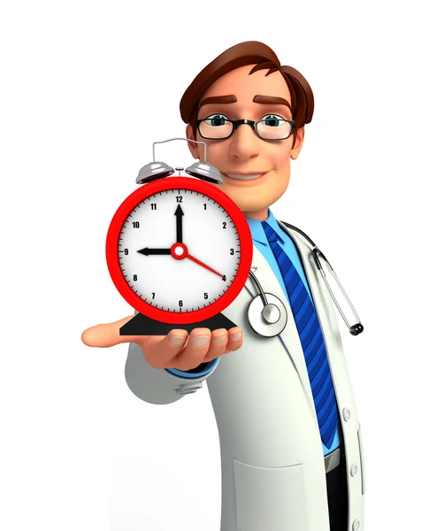 Genç bir doktor ile masa saati — Stok fotoğraf