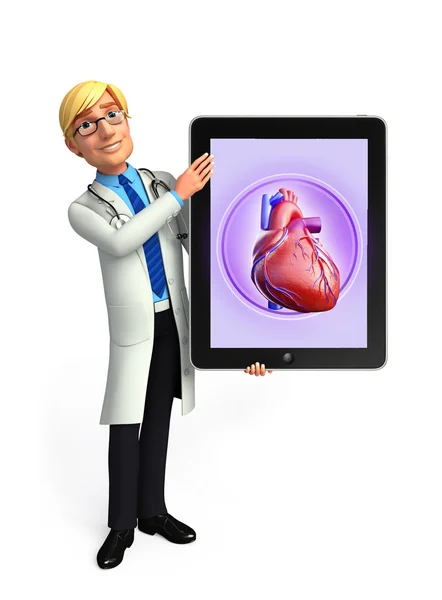 Молодой доктор с анатомией сердца — стоковое фото