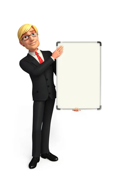 Young Business Man with display board — Stock Photo, Image