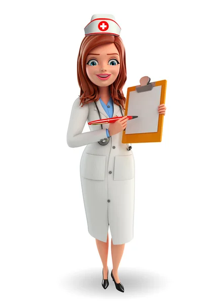 Nurse Character with notepad — Stock Photo, Image