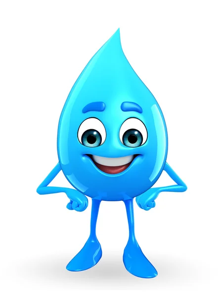 Water Drop karakter met gelukkig pose — Stockfoto