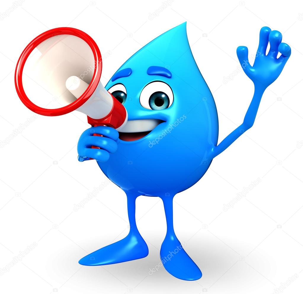 Water Drop Character with Loudspeaker Stock Illustration by ©pixdesign123  #55511199, image size:1023x992