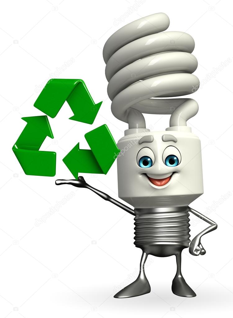 CFL Character with recycle icon