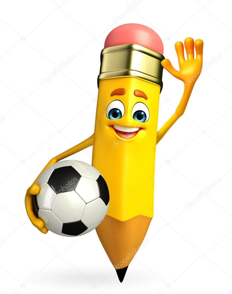 Pencil Character with football