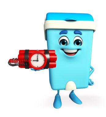 Saatli bomba karakterle çöp kovası