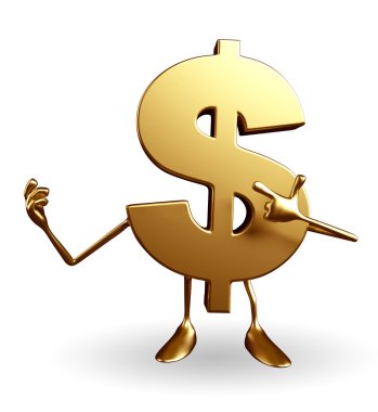 Doları karakteri işaret poz ile