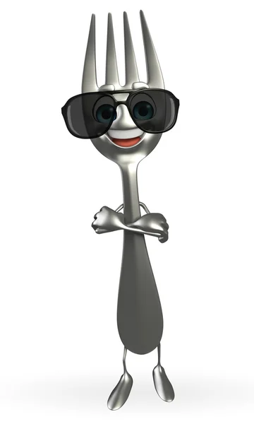 Forchetta personaggio con occhiali da sole — Foto Stock