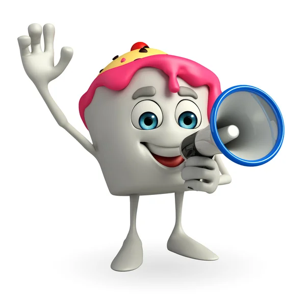 Ice Cream character with Loudspeaker — Stock Photo, Image