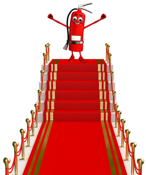 Fire Extinguisher character with red carpet