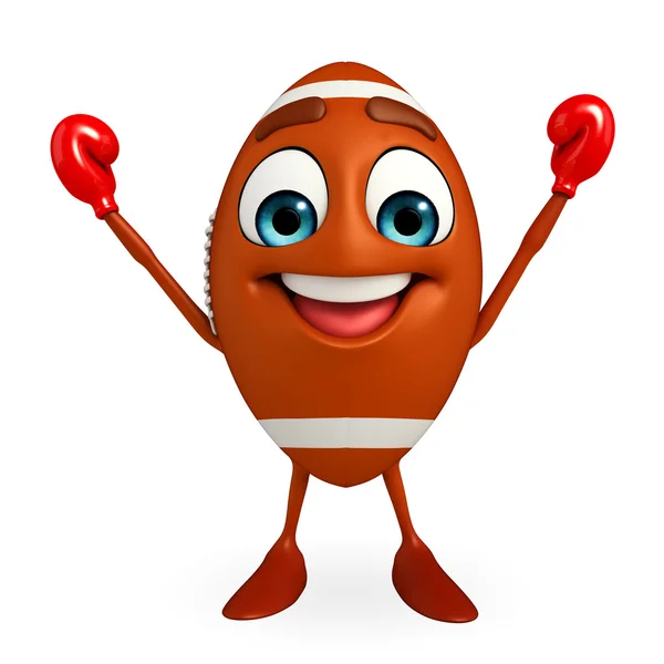 Rubgy ball character with Boxing Gloves — Stock Photo, Image