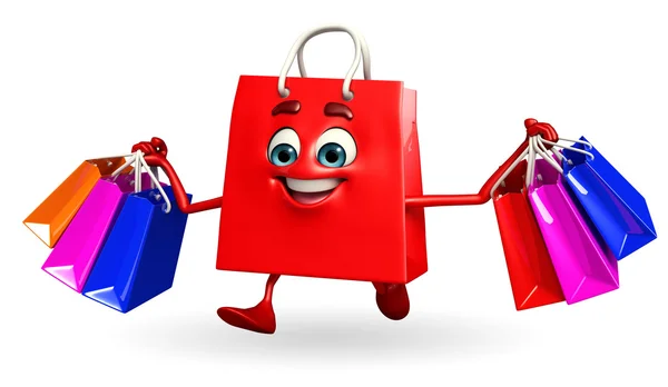 Shopping bag character — Stock Photo, Image