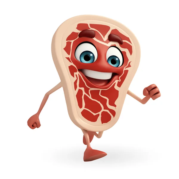 Meat steak character is running — Stock Photo, Image