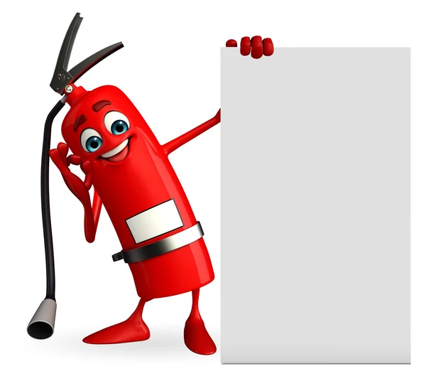 Fire Extinguisher personaje con signo — Foto de Stock