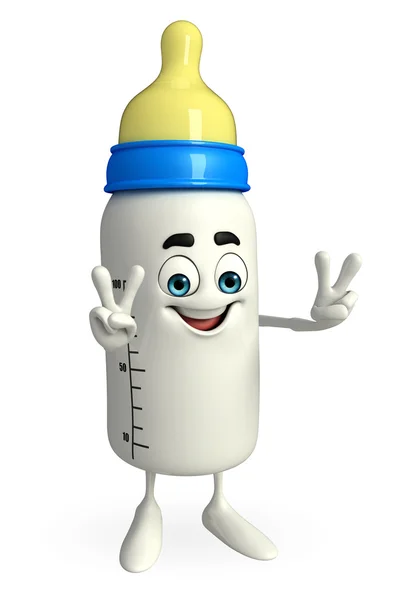 Baby Bottle character with victory pose — Stock Photo, Image