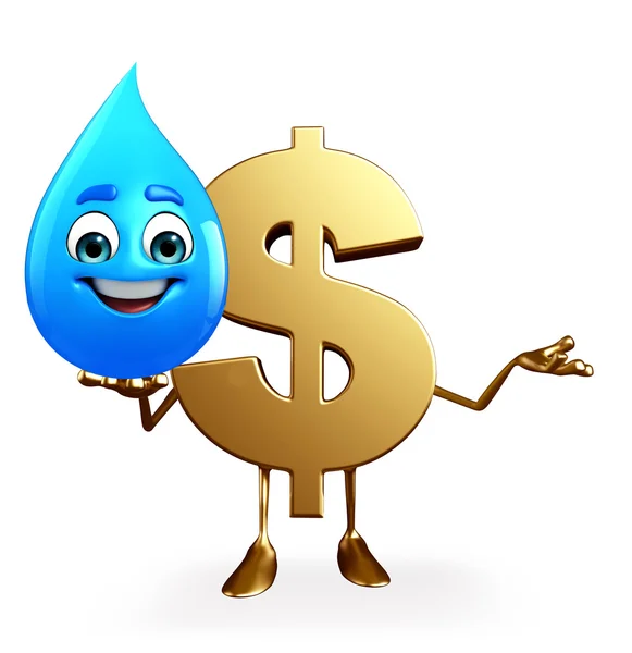 Znak dolara z kropli wody — Zdjęcie stockowe