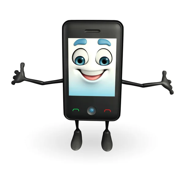 Mobile character is Happy pose — Stock Photo, Image