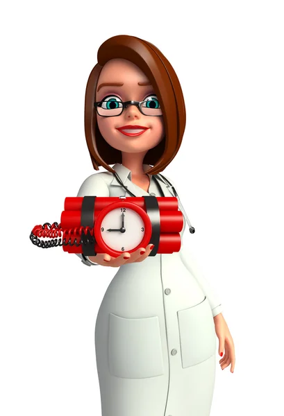 Young Doctor with time bomb — Stock Photo, Image