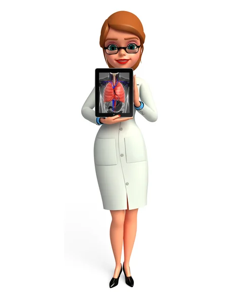 Young Doctor with lungs anatomy — Stock Photo, Image