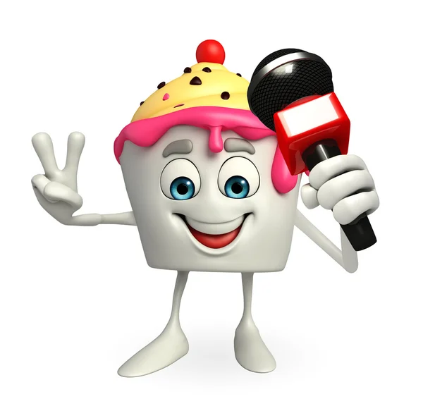 Ice Cream character with mike — Stock Photo, Image