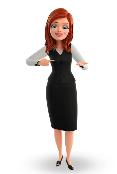 Young Business Woman with pointing pose — Stock Photo, Image