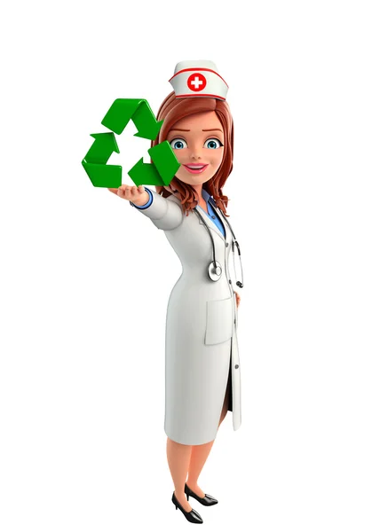 护士性格与回收站图标 — 图库照片