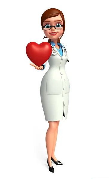 Médico joven con corazón —  Fotos de Stock