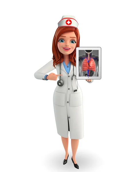 Nurse Character with lungs anatomy — Stock Photo, Image