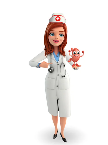 Nurse Character with stomach — Stock Photo, Image