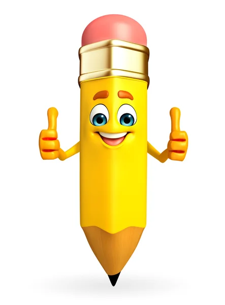 Pencil Character is thumbs up pose — Stock Photo, Image